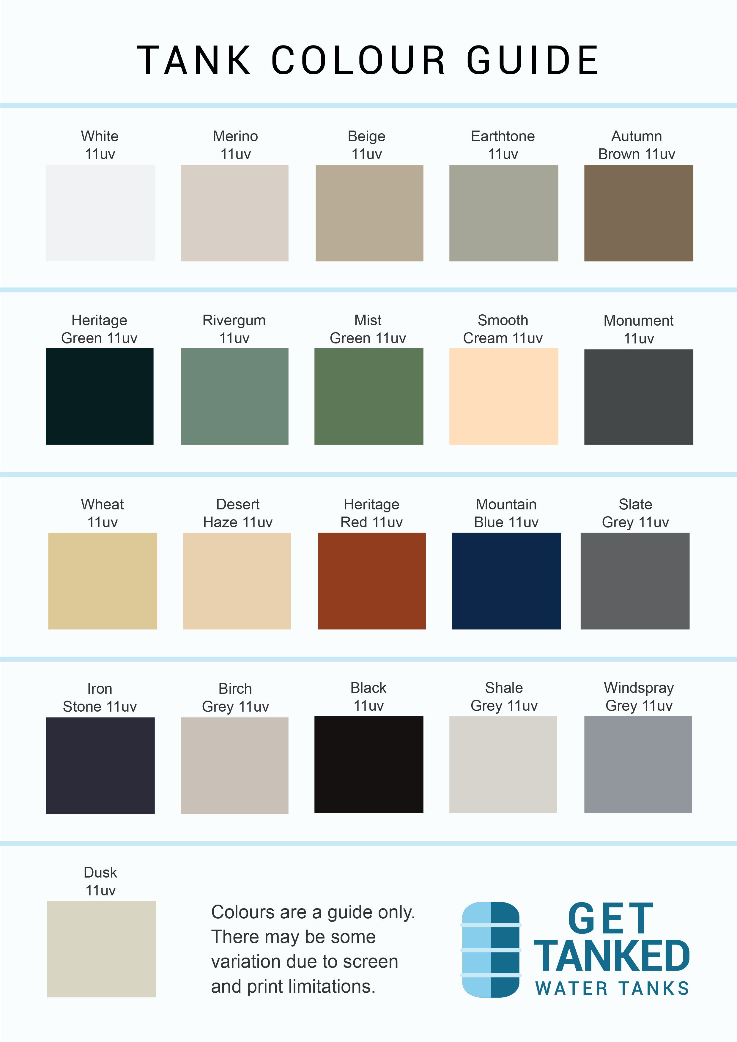 Water Tank Colours