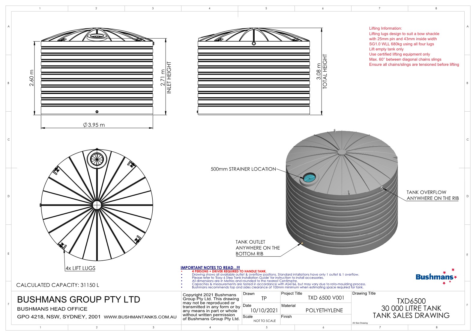 30000 Litre Bushmans Water Tank