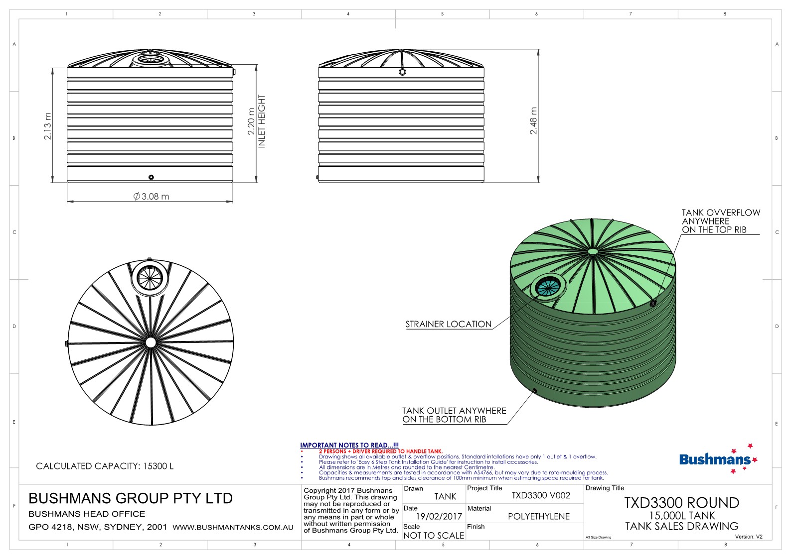 15000 Litre Bushmans Water Tank TXD3300