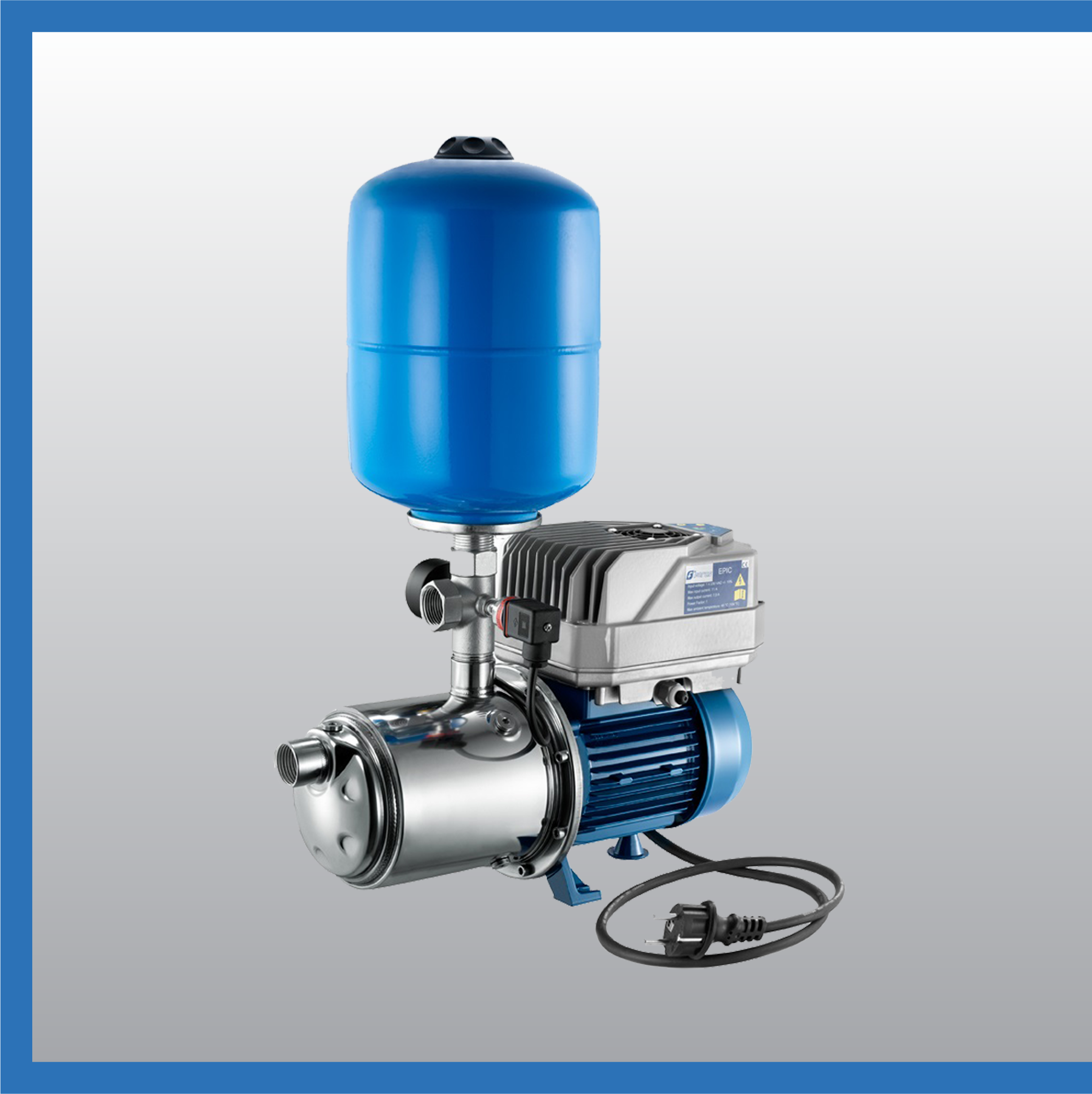 HM3-5-E1 Horizontal Multistage Pump with E1 VSD Controller and 8 Litre Pressure Tank