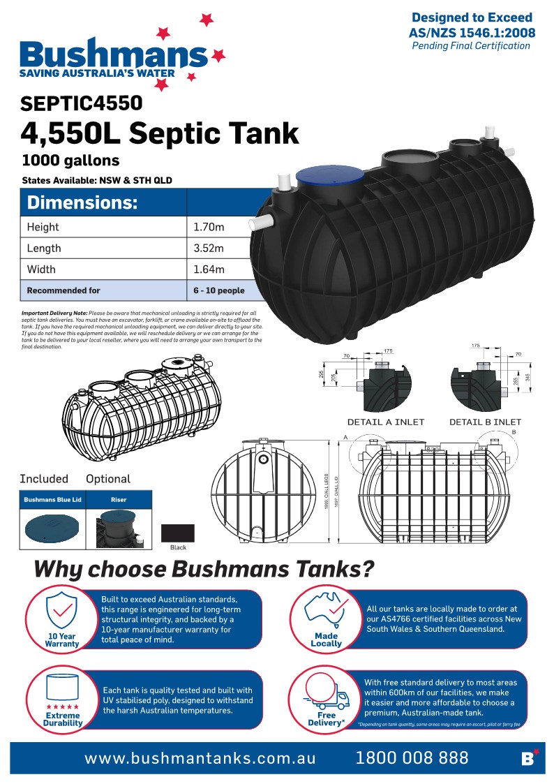 Bushmans 4550 Litre Septic tank