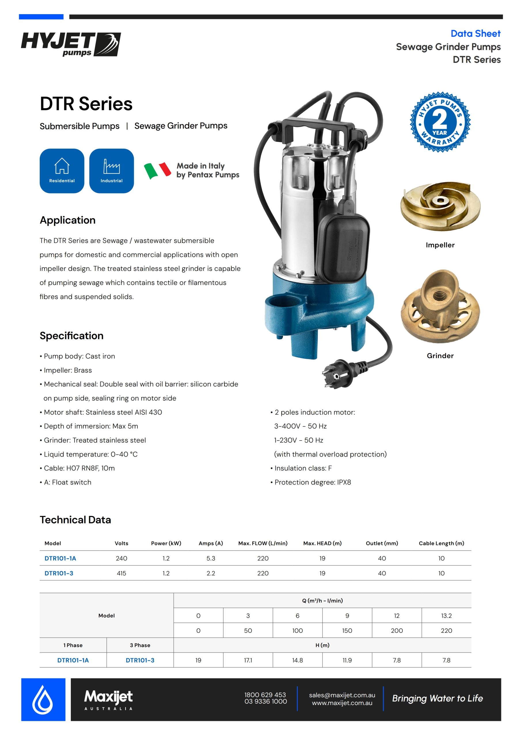 DTR Sewerage Grinder Pump